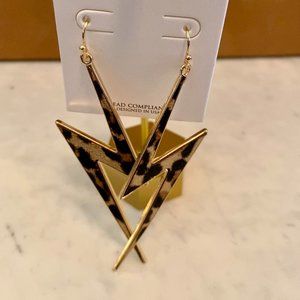 Leopard and gold lightning bolt earrings